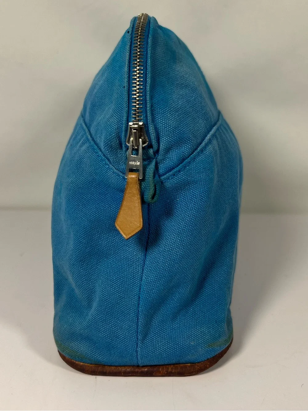 Hermès Bolide Canvas Cosmetic Pouch Blue GM Toiletry Case